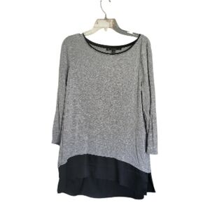 White House Black Market Gray Top with Black Accents